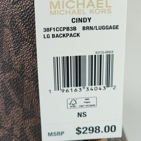 NEW! MICHAEL KORS Cindy MK Signature Brown LG Backpack Bag Gold Logo - Picture 11 of 14